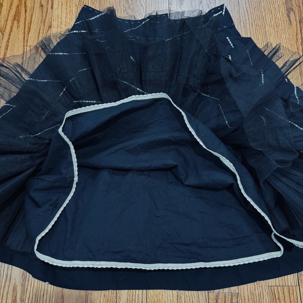 Anthropologie black white Floreat Subway Stairs preppy Full Tulle skirt size 4 - Picture 16 of 16